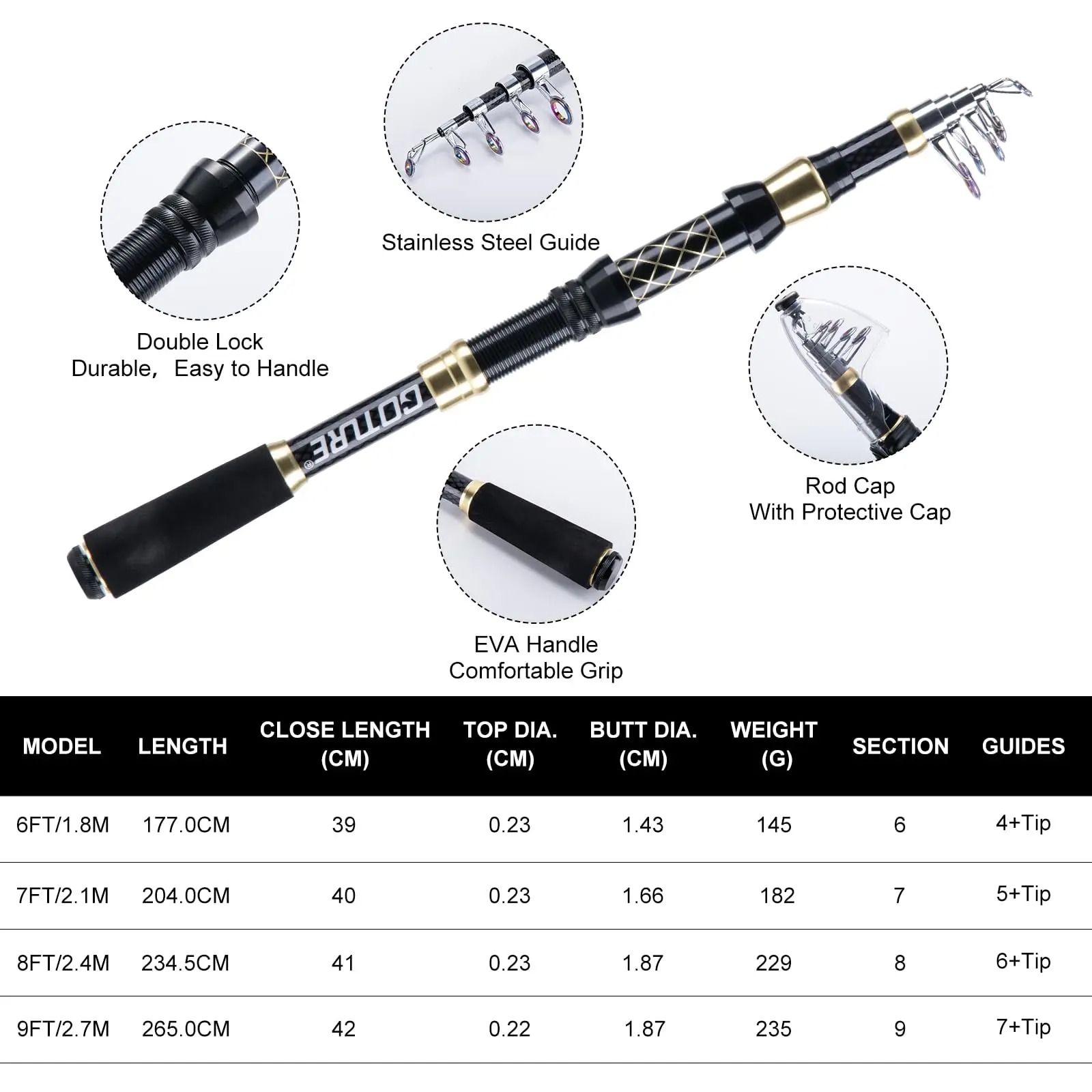 Goture Carbon Telescopic Rod S - Fishing Equipment Online ulasan dan harga