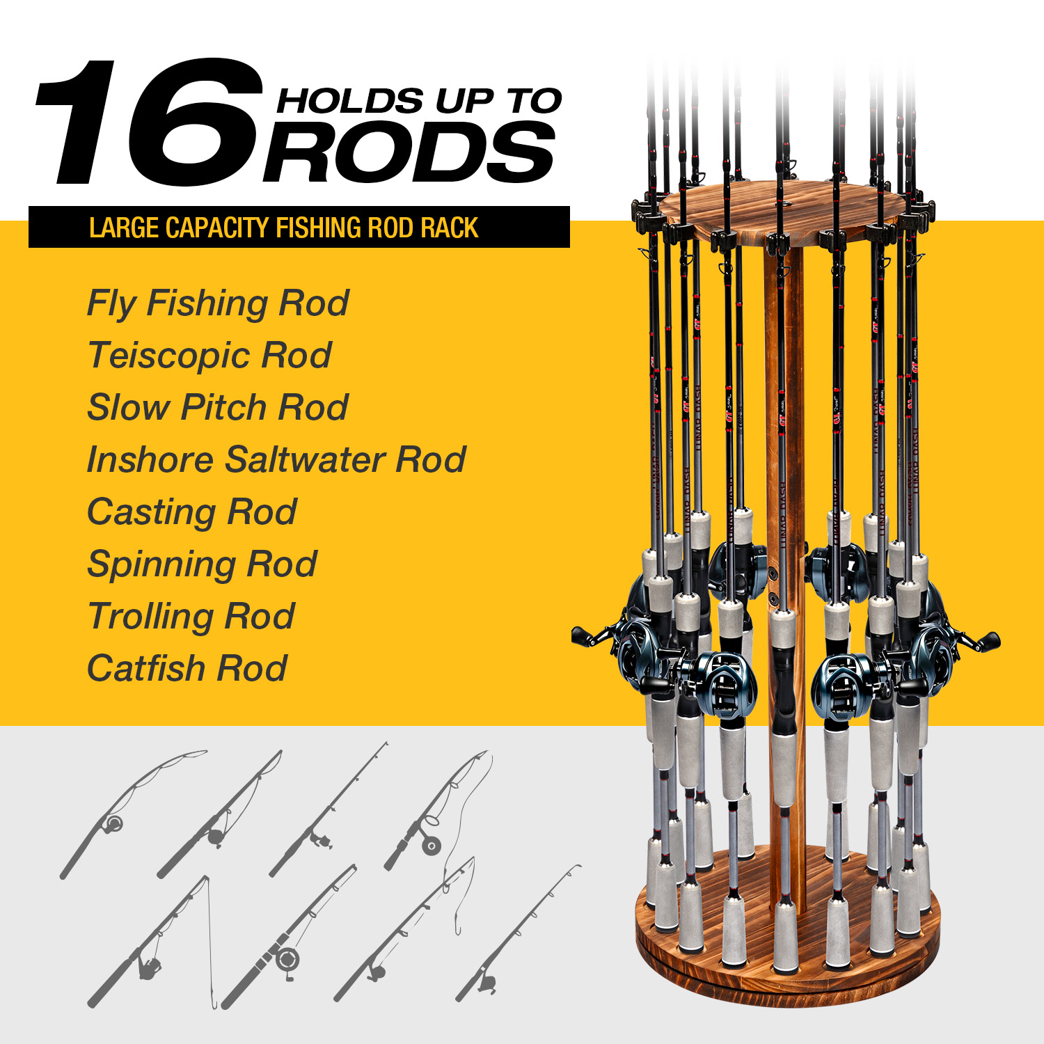 Round Carbonized Wood Fishing  - Fishing Rod Pod ulasan dan harga